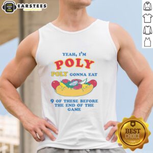 Funny polyamory tank top with 'Yeah, I'm Poly' slogan, perfect for game night and celebrating love in all forms.