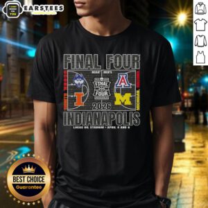 2026 NCAA Final Four T-Shirt featuring Lucas Oil Stadium design for April 4 and 6 events in Indianapolis.