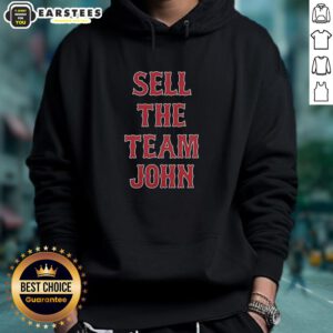 John in a Boston Red Sox hoodie expressing his opinion on selling the team, showcasing team spirit and fan culture.