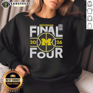 Good Michigan Wolverines NCAA Final Four 2026 men's March Madness sweatshirt in navy blue with bold logo design.