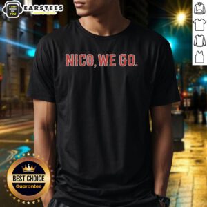 Alt Text: Good Nico We Go Nico Hoerner Chicago Cubs baseball T-shirt showcasing team spirit and stylish design.