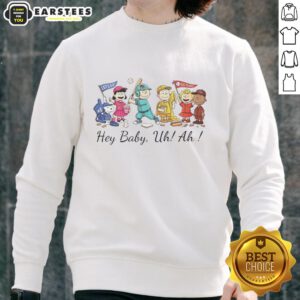 Good Snoopy Peanuts and Friends Hey Baby Uh Ah Sweatshirt featuring Snoopy and friends in a playful design.