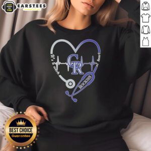 Hot Colorado Rockies sweatshirt featuring stethoscope and heartbeat design, perfect for healthcare professionals and outdoor lovers.