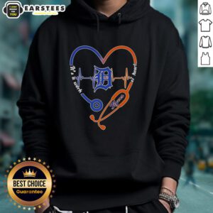 Hot Detroit Tigers stethoscope heartbeat hoodie design, showcasing a heart-themed tribute to baseball and passion for the game.