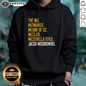 Alt Text: Cozy hoodie featuring 'Nice The Miz' design, perfect for fans of Mizwaukee and Mizzler culture by Jacob Misiorowski.