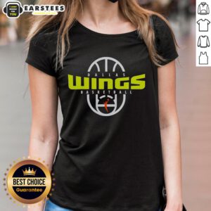 Official Dallas Wings Basketball 2026 Ladies Tee featuring on-court authentic practice logo in vibrant colors.