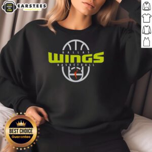 Alt Text: Official Dallas Wings Basketball 2026 logo sweatshirt on court, showcasing authentic team apparel for fans and players.