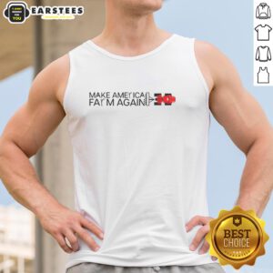 Official Make America Farm Again Combine Harvester Tank Top featuring a bold farm-themed design for agricultural enthusiasts.