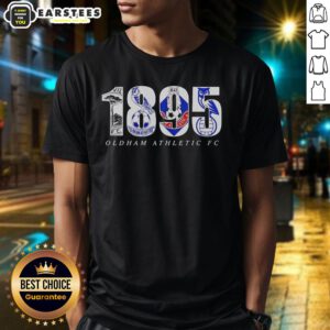 Alt Text: Official Oldham Adult FC 1895 logo t-shirt featuring the team's emblem in vibrant colors on a classic fit design.