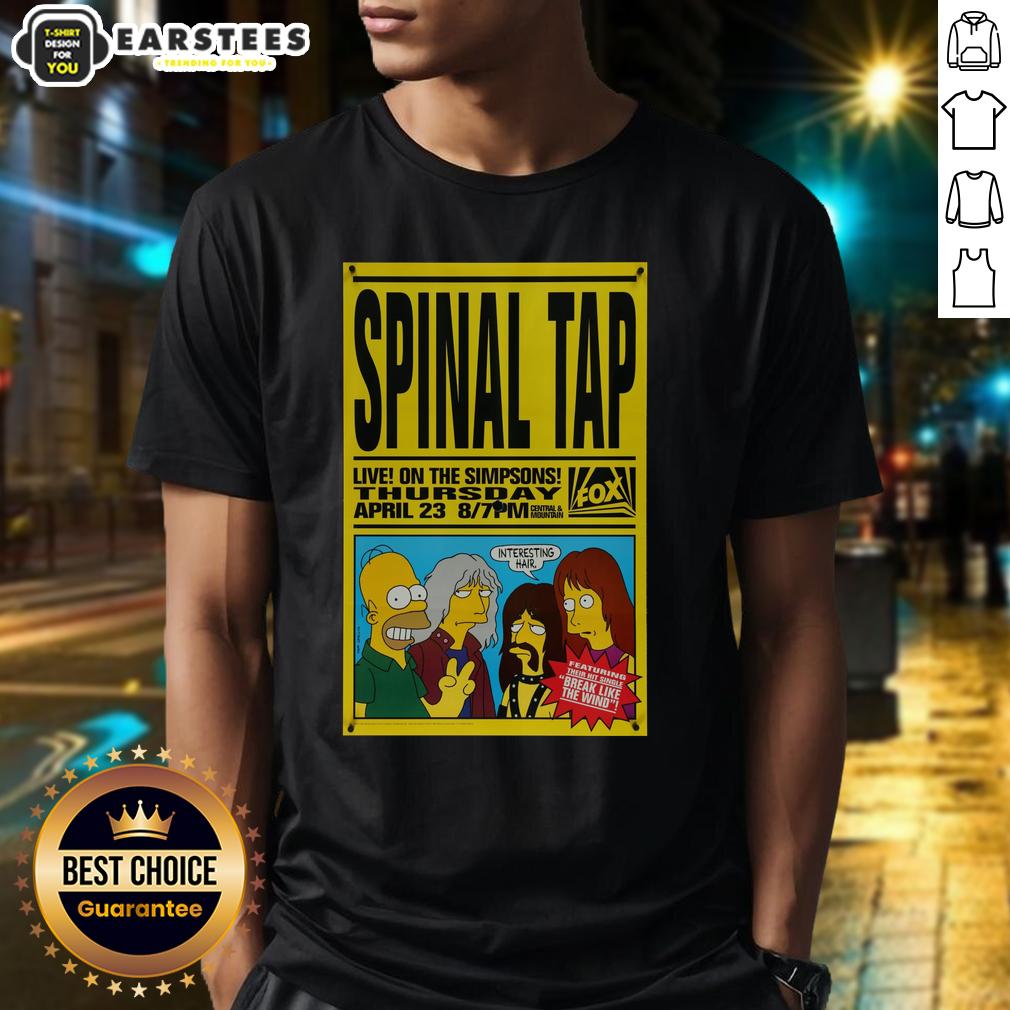 Official Spinal Tap Live On The Simpsons T-Shirt, featuring iconic band graphics, perfect for fans of the classic show.