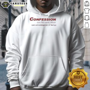 Original Confession Meaning Definitive Hoodie in black, featuring bold text and a stylish design for a trendy look.