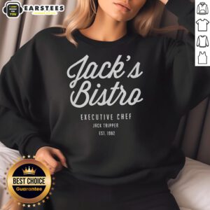 Alt Text: Original Jacks Bistro Executive Chef Jack Tripper Est 1982 Sweatshirt featuring a stylish design and vibrant colors.