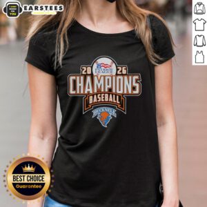2026 Bucknell Bison NCAA Patriot League Baseball Champions ladies tee showcasing team pride and championship spirit.