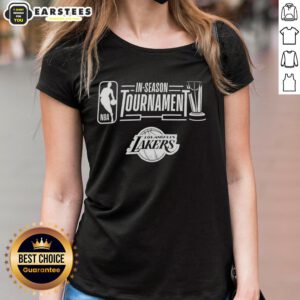 Stylish Los Angeles Lakers NBA In-Season Tournament 2023 ladies tee featuring team colors and logo design.