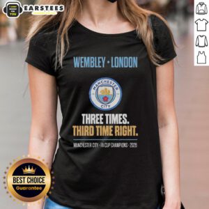 Awesome Manchester City FA Cup Champions Wembley 2026 Ladies Tee featuring vibrant design and club logo.