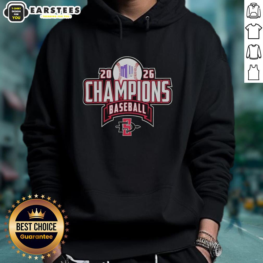 Alt Text: Awesome San Diego State Aztecs NCAA Champions baseball 2026 hoodie featuring team colors and logo.