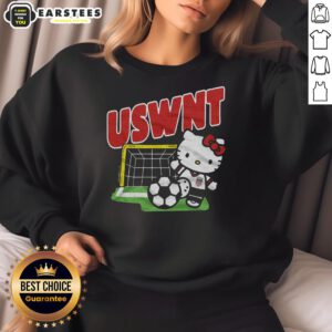 Alt Text: Cute Hello Kitty x USWNT kick sweatshirt featuring vibrant graphics and a cozy design for fans and casual wear.
