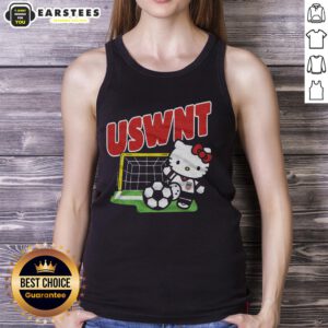 Alt Text: Cute Hello Kitty x USWNT kick tank top featuring a playful design, perfect for fans of soccer and stylish apparel.