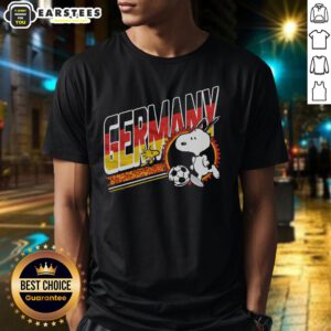 Alt Text: Cute Peanuts Snoopy X Germany soccer T-shirt featuring Snoopy in a soccer jersey, perfect for fans and collectors.