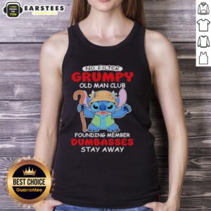 Grumpy old man club tank top featuring cute Stitch design; perfect for those who embrace humor and individuality.