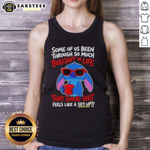 Alt Text: Cute Stitch tank top featuring the quote about life's challenges and good moments, perfect for casual wear.