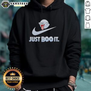 Funny Boo the Super Mario Games hoodie featuring a playful design with 'Just Boo It' slogan, perfect for gamers.