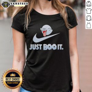 Funny Boo the Super Mario Games Just Boo It ladies tee featuring a playful design of Boo character in vibrant colors.
