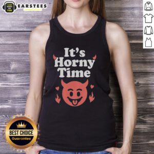 Funny Devil It's Horny Time tank top featuring a playful devil graphic, perfect for Halloween or casual wear.