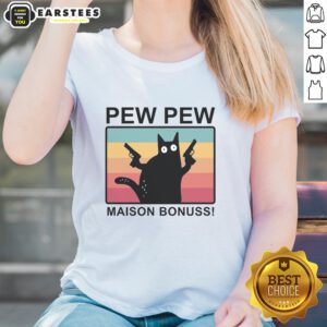 Good Pew Pew Maison Bonuss Ladies Tee featuring a stylish graphic design, perfect for casual wear and firearm enthusiasts.