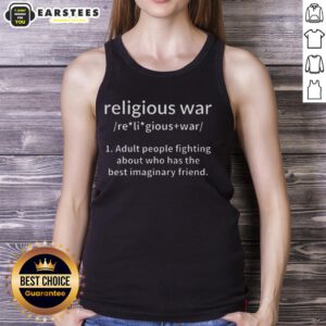 Good Religious War Definition Imaginary Friend tank top design featuring bold graphics and vibrant colors.