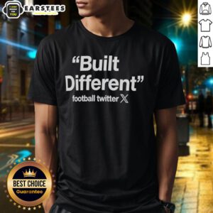 Hot Built Different Football Twitter Logo T-Shirt featuring a bold design for sports enthusiasts and fans.