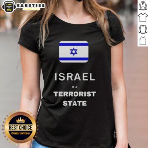 Hot Israel is a Terrorist State flag ladies tee showcasing a bold design for activists and supporters of peace.
