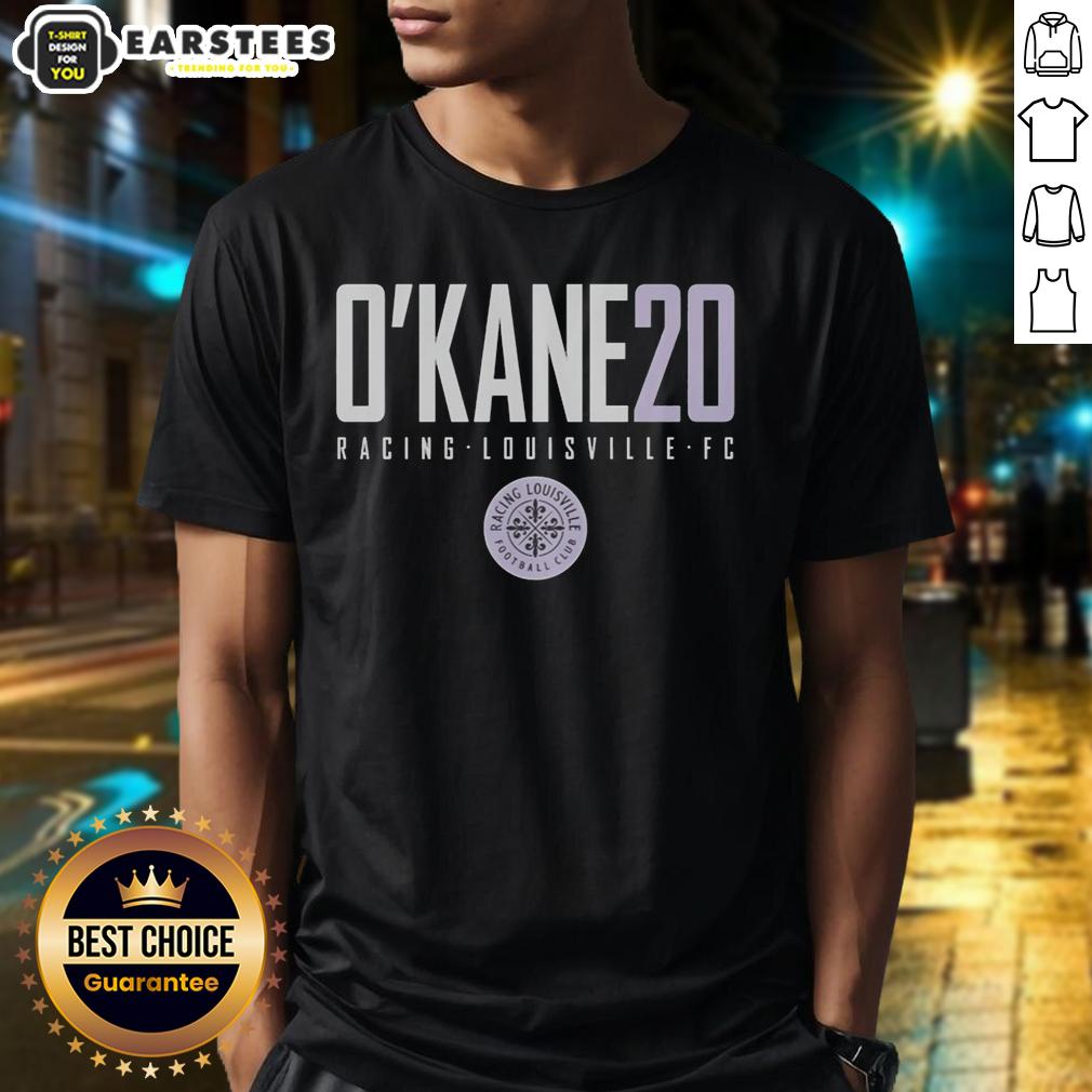 Hot O'Kane20 Racing Louisville FC T-Shirt featuring vibrant team colors and logo, perfect for fans and supporters.