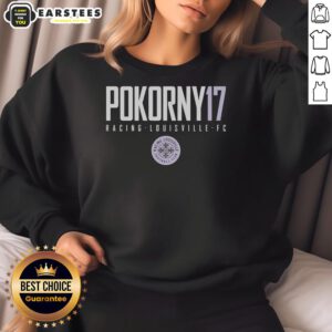 Hot Pokorny 17 Racing Louisville FC sweatshirt featuring team colors and logo, perfect for fans and casual wear.