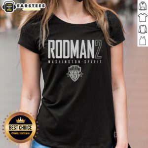 Alt Text: Washington Spirit Ladies Tee featuring Hot Rodman design, perfect for fans of women's soccer and stylish team apparel.