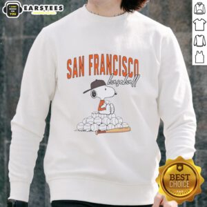 Cozy Snoopy San Francisco Giants baseball sweatshirt featuring vibrant team colors and playful design, perfect for fans.