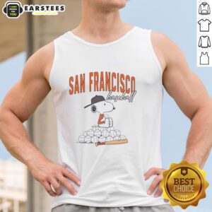 Snoopy baseball tank top featuring San Francisco Giants logo, perfect for fans and summer sports activities.