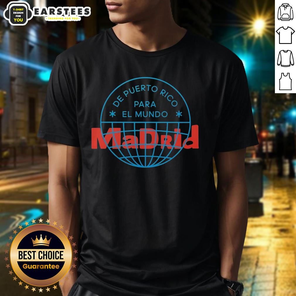 Official Bad Bunny DTMF Tour merch T-shirt from Madrid 2026 featuring vibrant design and tour branding.