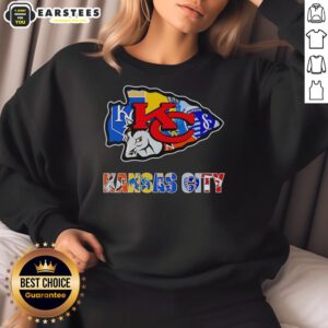 Original Kansas City Chiefs, Royals, and Sporting Kansas City logo mashup sweatshirt design for sports fans.