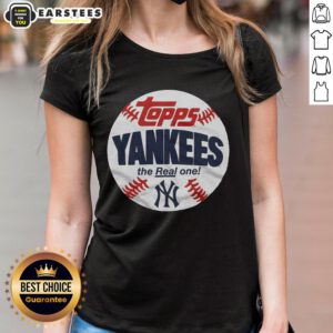 Original New York Yankees MLB x Topps Baseball The Real One Ladies Tee featuring classic team logo and stylish design.