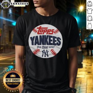 Alt Text: Original New York Yankees MLB x Topps The Real One T-Shirt featuring classic team logo and stylish design.