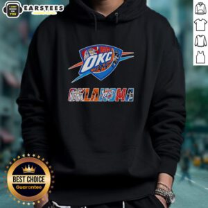Original Oklahoma City Thunder, Oklahoma Sooners, OSU Cowboys, and Tulsa Golden Hurricane logo hoodie design.