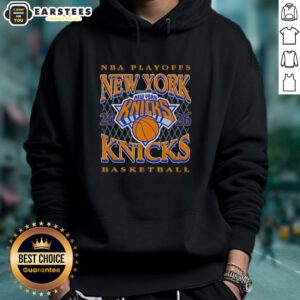 Retro New York Knicks basketball hoodie for NBA Playoffs 2026, featuring vibrant team colors and stylish design.