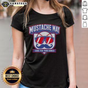 Top Mustache May 2026 Care for Your Homies Ladies Tee featuring a fun mustache graphic and stylish design.