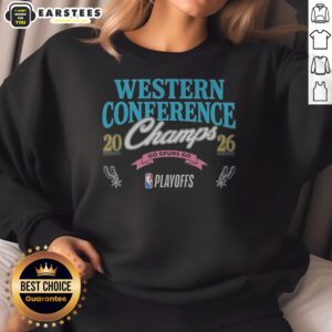 Awesome San Antonio Spurs Western Conference Champs 2026 Go Spurs Go Playoffs sweatshirt in vibrant colors.