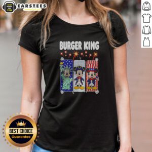 Burger King Mickey Mouse USA Patriotic Disney Characters ladies shirt on ladies shirt