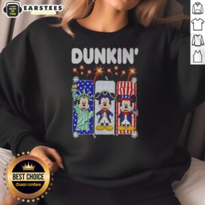 Dunkin Mickey Mouse Patriotic Statue Of Liberty Uncle Sam sweatshirt on sweatshirt
