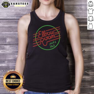 Funny Elbow Room Pub And Deli Graphic Logo tank top featuring a humorous design perfect for casual wear.