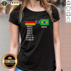 Funny Germany Vs Brazil 7 To 1 Scoreboard Muller Klose Kroos Khedira Schurrle Oscar ladies shirt in black cotton fabric