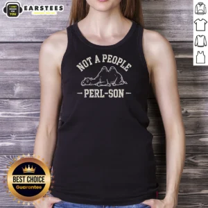 Funny Not A People Perl Son Tank Top in white, sleeveless casual wear with bold text design